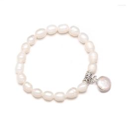 Beaded Strands High-Quality Bracelet Bangle 8-9mm Natural Freshwater Pearl Bracelets Comfortable To Wear For Women Romantic Gi Kent22