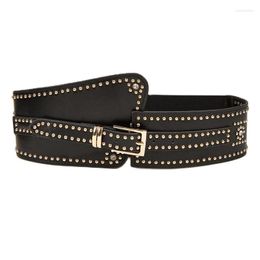 Belts Luxury Ladies High Quality Wide Waist Black Rivet Elastic Crystal Women BeltBelts