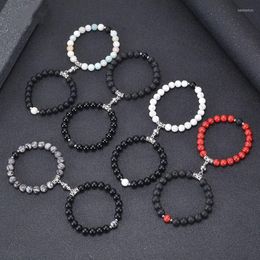 Beaded Strands 2022 Fashion 2pcs/set Natural Stone Beads Yoga Bracelet For Lovers Distance Magnet Couple Bracelets Healing Friendship Jewel