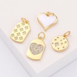 14k gold charms wholesale Canada - Charms Charm For Jewelry Making Supplies Heart Sun Star Moon Pendant Diy Earring Bracelet Necklace Copper Zircon AccessoriesCharms
