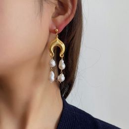 Long Pattern Pearl Tassel Earrings Special Shaped Pearls Body Ear Jewelry for Women and Girls