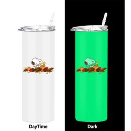 Sublimation Tumblers Blank Glow In the Dark Tumbler 20oz STRAIGHT With Luminous Paint Luminescent Stainless Steel Magic Travel Outdoor Cups FY4467 sxjun6