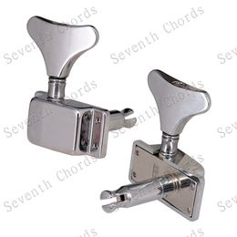 A Set 6 Pcs Semiclosed Electric Bass Guitar Tuners Machine Heads Tuning Pegs keys with Fish tail Buttons - Chrome