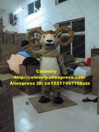 Mascot doll costume Fancy Brown Goat Bighorn Sheep Mascot Costume Mascotte Gazelle Antelope With Black Hoofs Large Horns Adult No.2344 Free