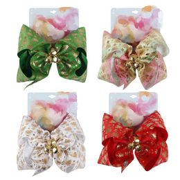 6*5 Inch Christmas Bows Hairpins With Clip For Baby Children Xmas Bell Barrettes Hair Bows INS Kids Hair Accessories