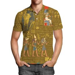 Men's Polos Jumeast Oversized Men Clothing 3D Print Ancient Egyptian Statues Pyramids Short Sleeve Shirt Summer Women Tees Button TopsMen's