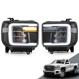 LED High Beam Head Lights For GMC SlERRA 1500 2014-18 DRL Headlight Assembly LED Streamer Turn Signal Front Light