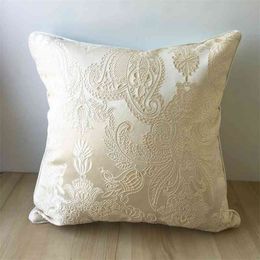 Luxurious Jacquard Pillow Cover 45CMX45CM Beige Coffee Cushion Cover Home Decor Pillow Decorative Throw Pillows Pillow Case 210401