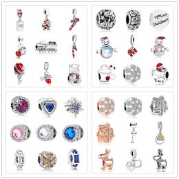 New Popular 925 Sterling Silver Christmas Gift Santa Snowman Gift Reindeer House Beads for Pandora Charm Fashion Bracelet Accessories