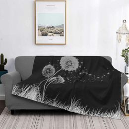 Blankets Dandelion Wishes On Black Blanket Bedspread Bed Plaid Comforter Hoodie Quilts And QuiltBlankets