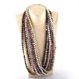 Chains Fashion Bohemian Jewellery Long Knotted Stone Bead Necklaces For Women NecklaceChains