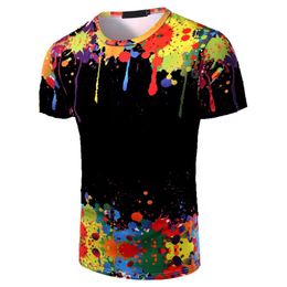 Men's T-shirts Splashed Paint Style Pattern 3D Printing Graphic t Shirt Breathable Round Collar Short Sleeve For Men or Women