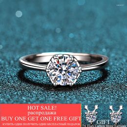 Cluster Rings Silver 925 Original Round Brilliant Cut 6 1 Ct Moissanite Engagement Ring Diamond Test Past D Color Gemstone Wedding RingsClus