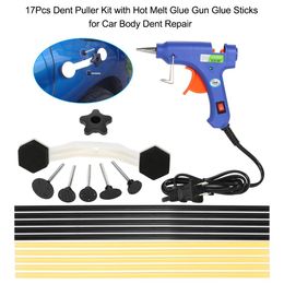 17Pcs Dent Puller Kit with Hot Melt Glue Gun Sticks for Car Body Dent Repair