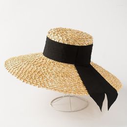 Wide Brim Hats Elegant Woman Wide-brim Straw Hat Summer Sun For Women Vacation Boater Beach Cap Band Bow Panama Chapeu Feminino Fedora Oliv2