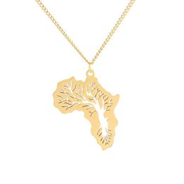 Pendant Necklaces Hiphop Africa Necklace Gold Silver Plated Link Chain African Map Gift Tree Of Life Ethiopian Jewellery For Women/menPendant