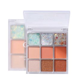 Glitter Eye shadow Palette Bright 9 Colors Highly Pressed Pigmented Shimmer Sequined Palettes Self Adhesive Waterproof Long Lasting Eyeshadow Makeup
