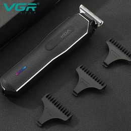 VGR Hair Trimmer for Men LCD Cutting Machine Shaving Barber Rechargeable Electric Shaver Styling Tool ClipperT220718 T220725