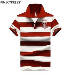 100% Cotton Men Polo Shirt Short Sleeve Breathable Soft Colorfast Male Anti-pilling Red Quality Fashion Stripe Man Polo-shirt 220727