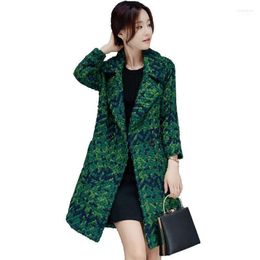 Women's Wool & Blends Duffle Coat Houndstooth Turn Down Collar Plus Size Winter Jacket Women 2022 Mid-Length Slim Warm Fashion