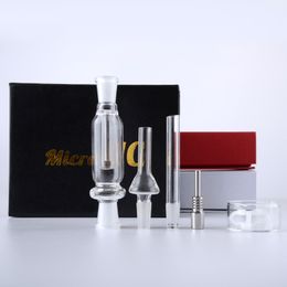 10mm Joint Mini Nector Collector Hookahs Kits Wholesale Smoking Accessories Glass Dab Rigs & Titanium Nail Water Pipes Straw with Box NC01-10