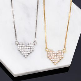 Pendant Necklaces Simple Gold Silver Colour Heart For Women Copper Plated Box Chain Necklace Fashion Crystal Jewellery Nkeb288Pendant