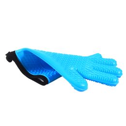Home kitchen gadgets cotton five fingers short oven pick oven heat resistant baking BBQ silicone gloves