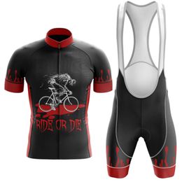 Pro Team ride or Die Cycling Jersey Sets 2024 Men's Bicycle Short Sleeve Cycling Clothing Ropa Ciclismo Maillot MTB Bike Suit
