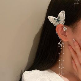 Dangle Earrings & Chandelier Pcs Pearl Ear Hook For Women Cloth Butterfly Female Rhinestone Long Tassel Trendy Drop EarringsDangle