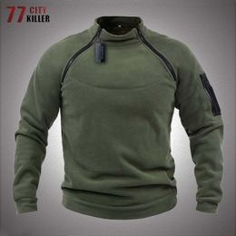 Men's Hoodies & Sweatshirts Outdoor Tactical Jacket Men Military Hunting Clothes Warm Zippers Fleece Pullover Mens Solid Colour Windproof The