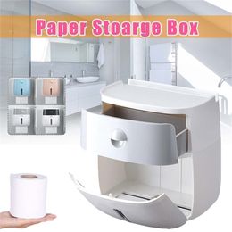 Wall Mounted Toilet Paper Holder Shelf Waterproof Paper Towel Holder Home Bathroom Tissue Creatives Box Roll Paper Box T200425