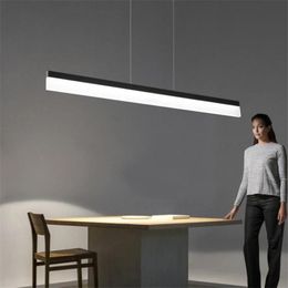 Pendant Lamps Nordic Aluminium Acrylic Lights Modern Long Strip Ceiling Lamp For Restaurant Bar Office Kitchen Dining Living Room