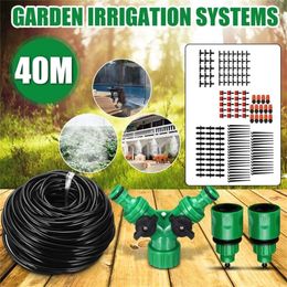 40m Drip Water Irrigation Kit Set Automatic Micro Drip Garden Spray Irrigation System Self Watering Kits with Adjustable Dripper T200530