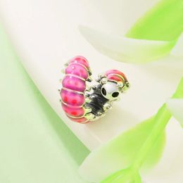 Authentic 925 Sterling Silver Bead 2022 Spring Collection Cute Curled Caterpillar Charm fit Pandora Style beads for bracelet DIY making Jewellery 790762C01