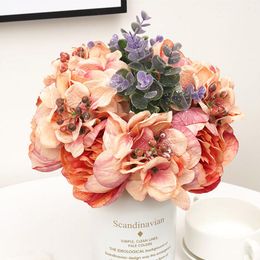 table wreath centerpieces Australia - Decorative Flowers & Wreaths Coffee Artificial Luxury Centerpieces For Tables Home Wedding Decoration Large Fake Peony Silk Hydrangea Big Bo