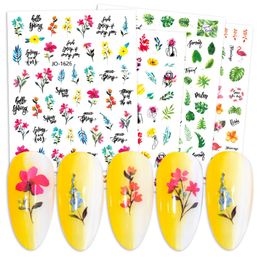 Spring Colourful Self-Adhesive Nail Stickers & Nail-Decals Flowers Leaves Abstract Gorgeous Nail Embossed Patch Nail-Art Manicure DIY Decoration ZL0687