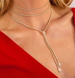 NOUVEAU Collier de chaîne de tennis 2 mm 2 mm avec coeur carré pendant gold plaqué y forme de style punk bijoux pour les femmes colliers de mode féminine