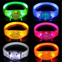 Party Favor Voice Activated Sound Control Flashing Silicone Led Bracelet vibration control Bangle Christmas New Year wedding Decoration