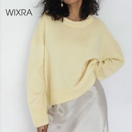 Wixra Ladies Knitted Sweater Women's Pullovers Knit Jumper Autumn Winter Basic Women Sweaters Soft Tops New Knitwear 210203