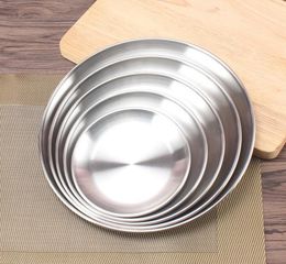 14 17 20 23 26cm Kroean Style Stainless Steel Dinnerware Dinner Dish Flat Plate Tableware Canteen Severing Tray