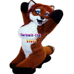 Fursuit Long-haired Husky Dog Fox Wolf Mascot Costume Fur Adult Cartoon Character Halloween Party Cartoon Set #116