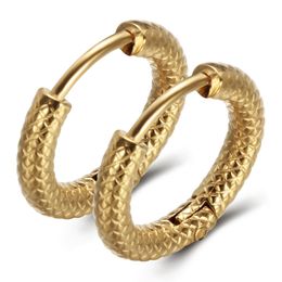 Newest Punk Gold Titanium Steel Dangle Earrings Snakeskin Stripes Hoop Earring Circle Fashion Earrings for Women Man