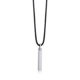 Pendant Necklaces Simple And Trendy Male One-word Glossy Tungsten Steel Plain Strip Temperament Wax Rope Necklace Suitable For MenPendant