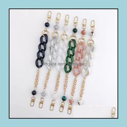 Keychains Fashion Accessories Acrylic Double Chain Portable Diy Jewellery Retro Chains Mobile Phone Case Lanyard Anti-Lost Cord Strap Rope Par