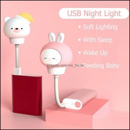 Other Household Sundries Home Garden Led Chlidren Usb Night Light Cute Cartoon Nightlamp Bear Remote Control Dhkyc