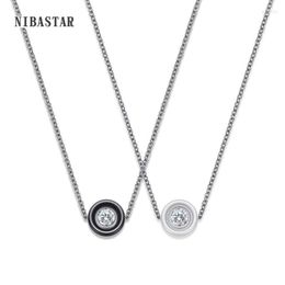 Pendant Necklaces Real Ceramic Cubic Zirconia Chain & Pendants White Fashion Crystal Necklace Wedding Jewellery For WomenPendant Godl22