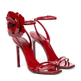 Classic luxury ladies summer High heel sandals new red herringbone belt stiletto party sexy women's party sandals