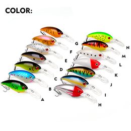 High Quality 200Pcs/Lot 14 Colors Plastic Crankbait Fishing Lure 10cm/14g Artificial Print Hard Bait 6# 2 Hook Tackle K1622