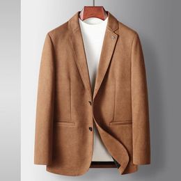 high quality suits UK - Men's Suits & Blazers Fall Men's Blazer High Quality Imitation Suede Business Casual Comfortable Warm All-Match Solid Color Brand Male S