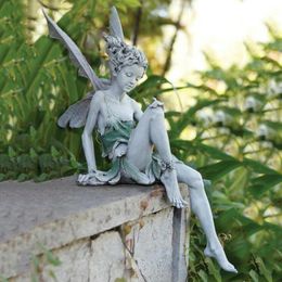 And Turek Sitting Fairy Statue Garden Ornament Resin Craft Landscaping Yard Decoration Outdoor Figurines Home Decor 220721